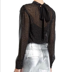 Veronica Beard Melling Sheer Black Shirt w Rhinest